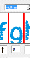Closeup of lettering alignment