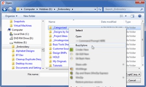 Right-click on a folder to open the Windows context menu and quick start BuzzXplore.