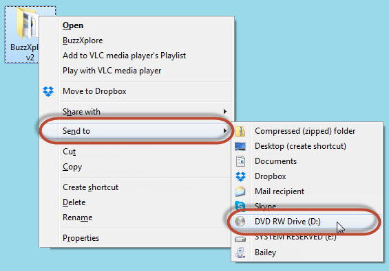 Send To DVD RW